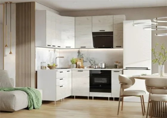 МИФ Кухня Рио NEW угловая 1.6х2.0м Компоновка №2 дуб крафт белый дуб крафт белый